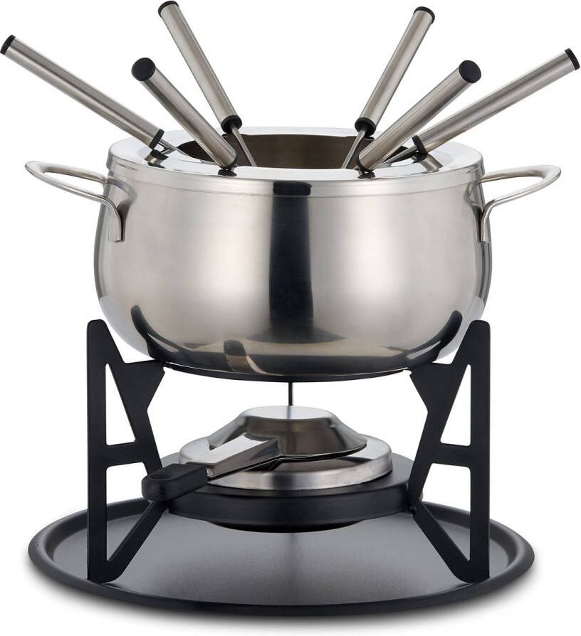 Ibenzoa Premium Roestvrijstalen Fondue Set met Zilveren Afwerking voor 6 Personen – Een Elegante en Functionele Oplossing voor Genieten