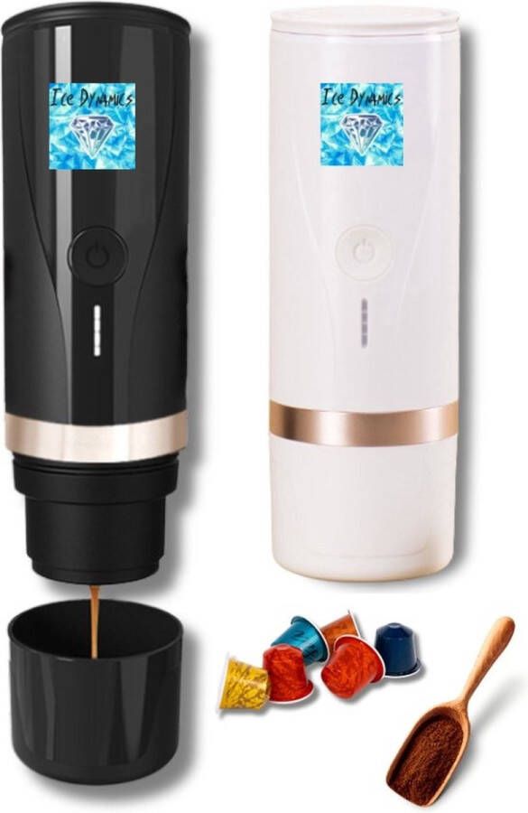 Ice Dynamics Mini Elektrische Draagbare Koffiezetapparaat Espresso Machine Voor Reizen Wit