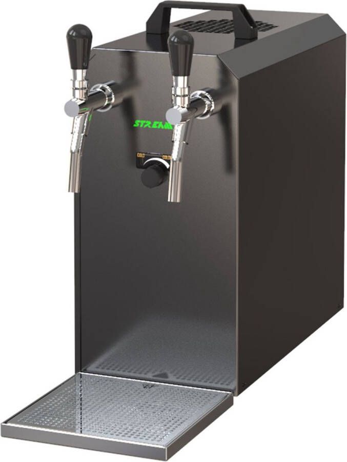 Ich-zapfe Biertap STREAM 50K Afgiftesysteem bier met luchtpomp Doorstroomkoeler 2-lijns droge koeler tot 55 liter uur BLACK EDITION