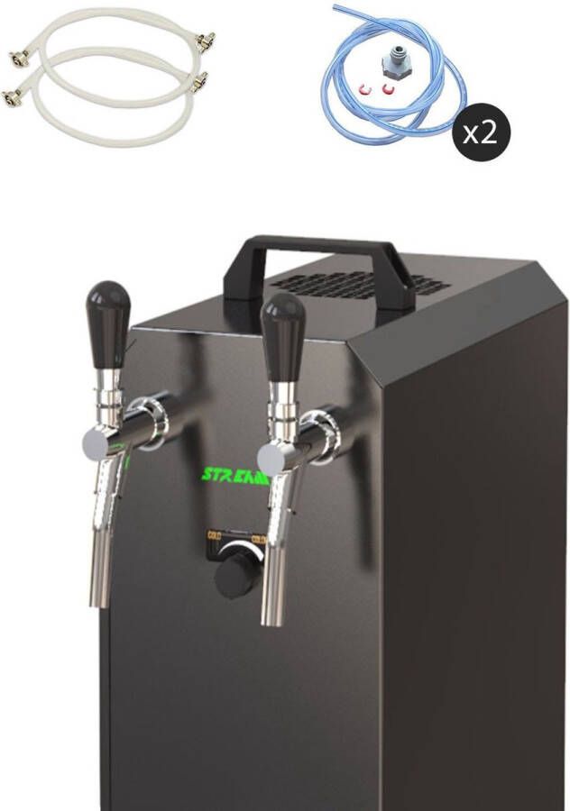 Ich-zapfe Complete set Biertap stream 50 K 2-kraans RVS 50 liter u met membraanpomp Biertap Beertender Thuistap Bierkoeler zonder