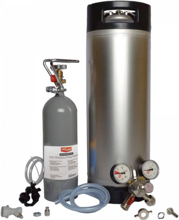 Ich-zapfe Complete drukvat-set met soda-keg 19L + CO2 fles + manometer + aansluitingen