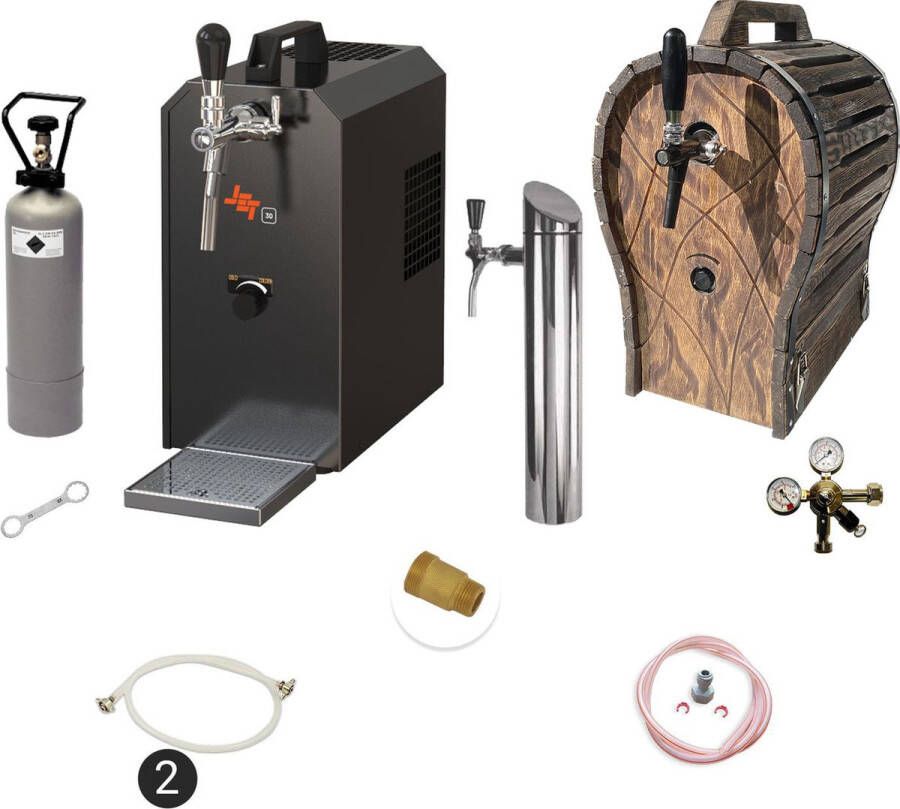 Ich-zapfe Complete set voor onder de toonbank Biertap JET 30 1-kraans droogkoeler 35 liter uur Thuistap Bierkoeler met houten vat Type A