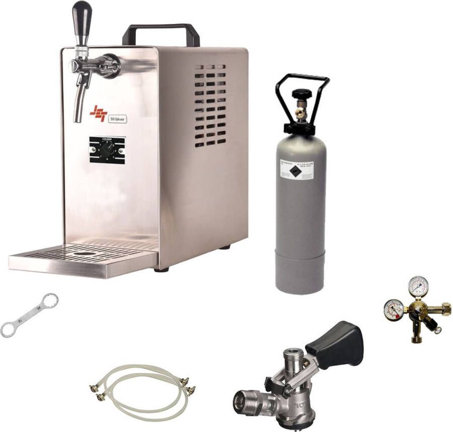 Ich-zapfe Compleet Set biertapinstallatie JET 30 1-Lijns Systeem 40L uur Combi Tapkop bierkoeler Fusten Type M Inclusief CO2