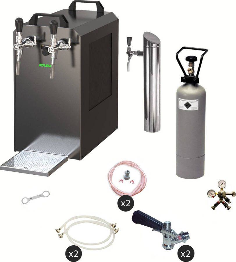 Ich-zapfe Complete set Biertap STREAM 80 bierkist doorstroomkoeler 2-lijns droge koeler zonder 5 Liter Adapter