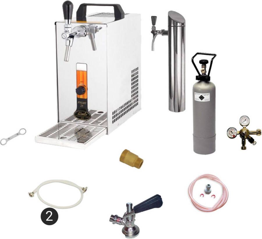 Ich-zapfe Complete set Tapsysteem Biertap PYGMY 20 1-tapkraan 20 liter uur Biertap Beertender Thuistap Bierkoeler Green Line NC Adapter