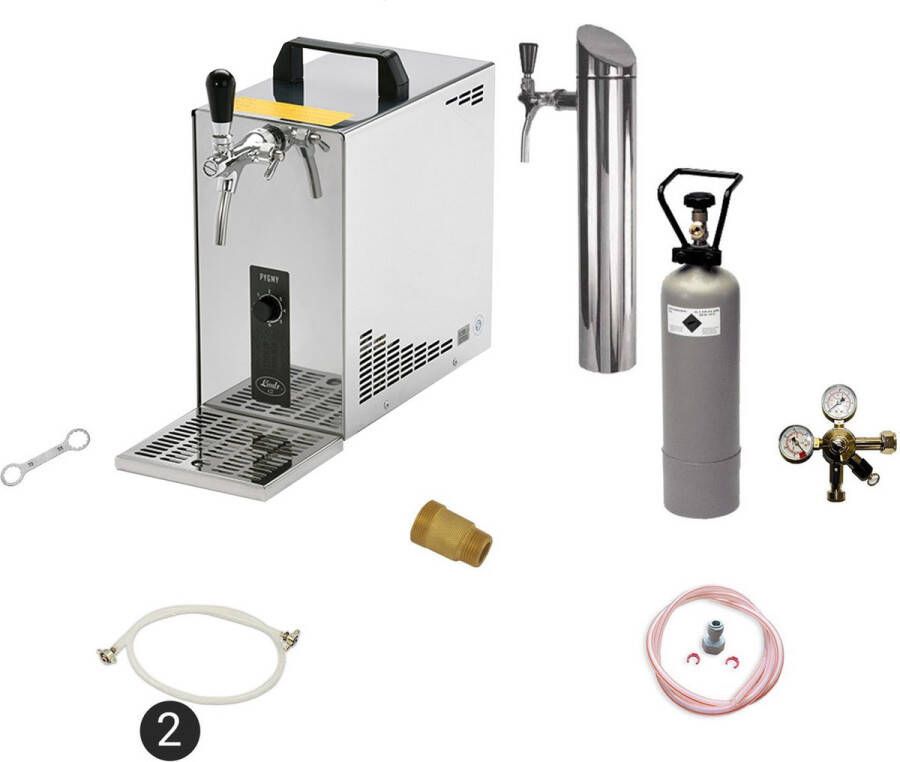 Ich-zapfe Complete set Tapsysteem Biertap PYGMY 25 1-tapkraan 35 liter uur Biertap Beertender Thuistap Bierkoeler Green Line Adapter 5 liters
