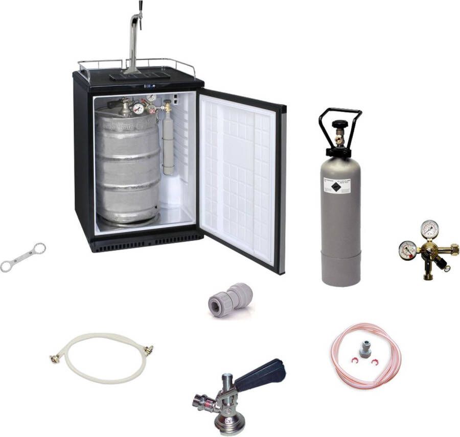 Ich-zapfe Complete set Fust koelkast kegerator biertap 1 lijn 50 liter h professioneel incl. Tapzuil Elegant en compensatorkraan