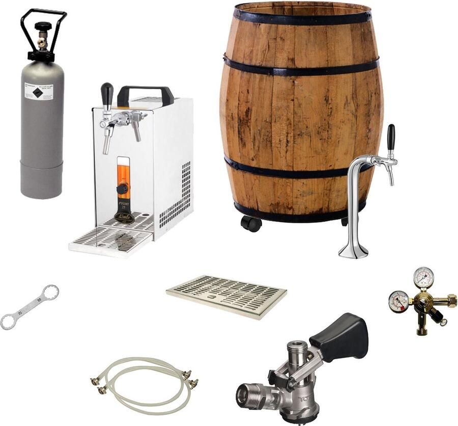 Ich-zapfe BARRIQUE Biertap Mobiele bierbar Rolbaar Complete Set Adapter 5 liters