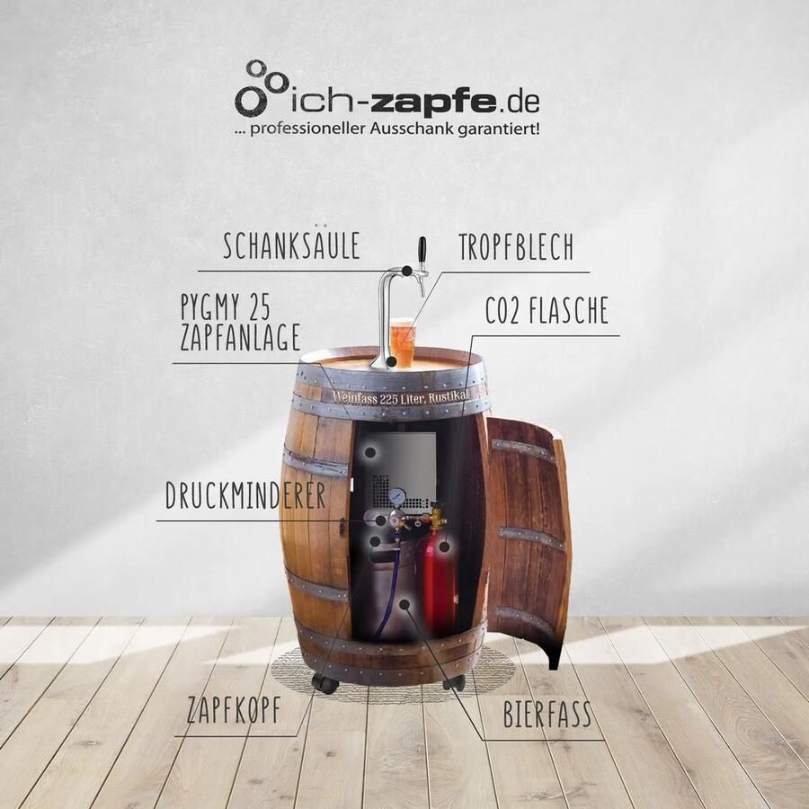 Ich-zapfe BARRIQUE Biertap Mobiele bierbar Rolbaar Complete Set Type D