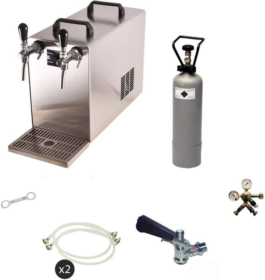 Ich-zapfe Compleetset Biertapinstallatie Stream 50 met 2-lijns droogkoeler 50 l u incl. CO2-fles