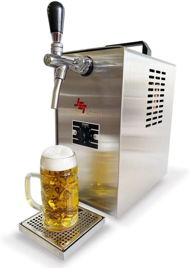 Ich-zapfe Compleet set tapinstallatie JET 30 bierkoffer met doorstroomkoeler 1-lijn droge koeler tot 35 liter uur tapkop NC adapter en compressor VK15