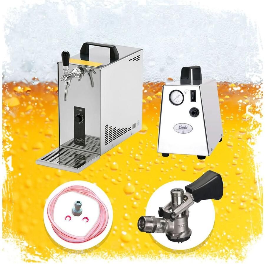 Ich-zapfe Complete Bier Tapinstallatie Set met Doorloopkoeler en Bierkoffer voor Perfect Gekoeld Bier Eenvoudige Installatie en Efficiënte Werking voor Thuis Feestjes en Evenementen