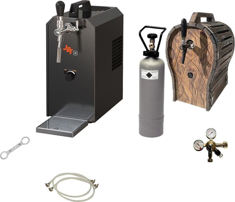Ich-zapfe Complete onderbouw set Biertap JET 30 1-kraans 35 liter uur Droogkoeler Thuistap Bierkoeler met houten vat