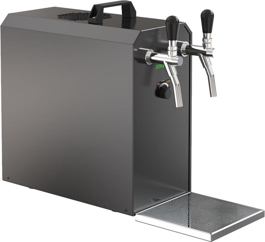 Ich-zapfe Complete onderbouwset Biertap STREAM 50K met luchtpomp bierkoffer doorstroomkoeler 2-lijns droog koeler tot 55 liter u BLACK EDITION