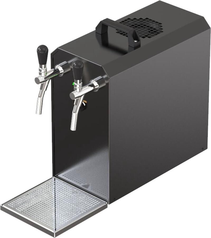 Ich-zapfe Complete onderbouwset Biertap STREAM 50K met luchtpomp bierkoffer doorstroomkoeler 2-lijns droog koeler tot 55 liter u BLACK EDITION