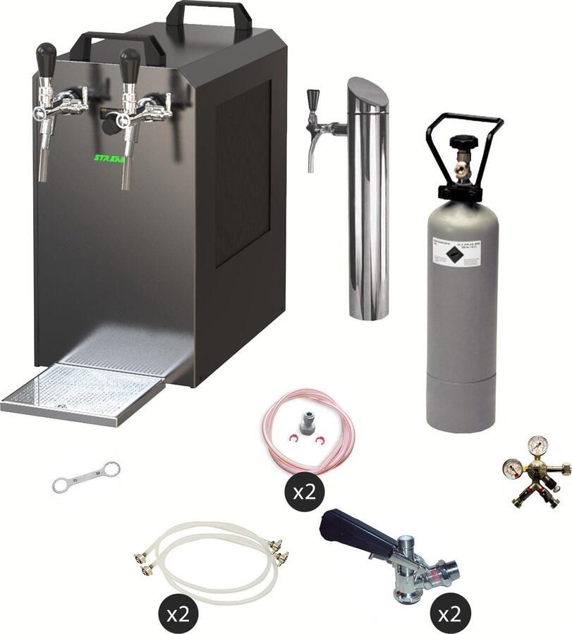 Ich-zapfe Complete set Biertap STREAM 80 bierkist doorstroomkoeler 2-lijns droge koeler 5 Liter Adapter Type G