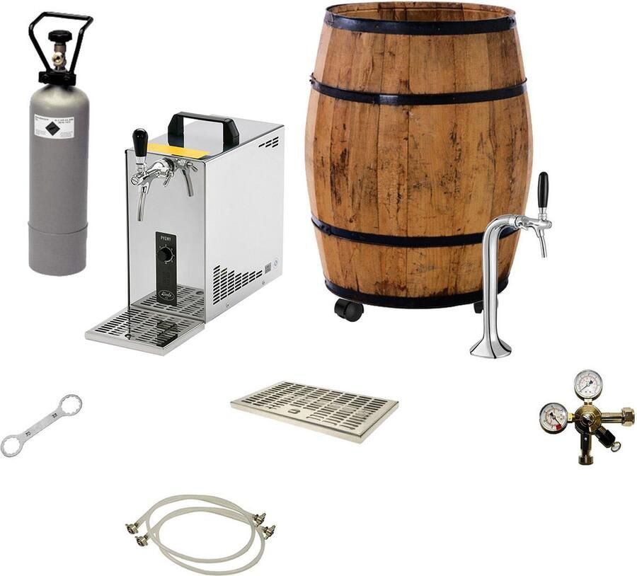 Ich-zapfe Complete set BARRIQUE Biertap Mobiele bierbar Rolbaar Thuistap zonder Fustkoppeling