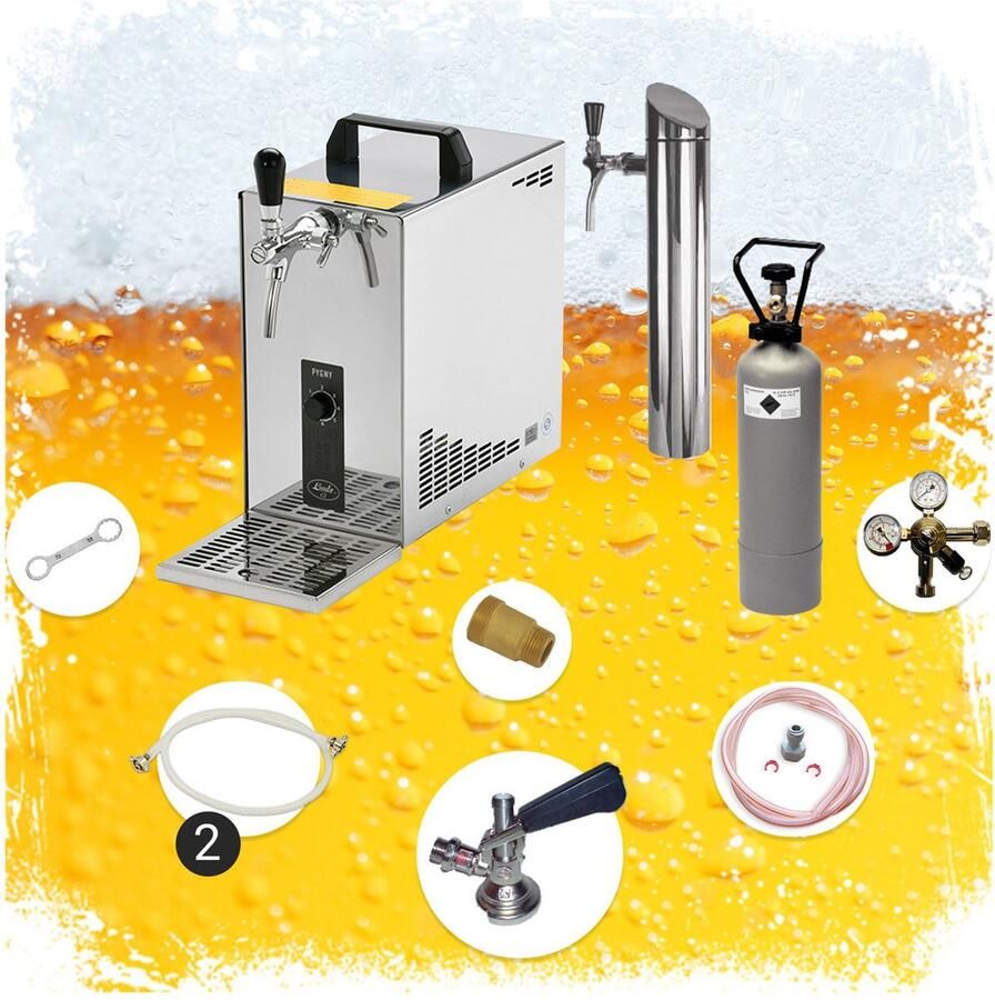 Ich-zapfe Complete set Tapsysteem Biertap PYGMY 25 1-tapkraan 35 liter uur Biertap Beertender Thuistap Bierkoeler Green Line Adapter 5 liters