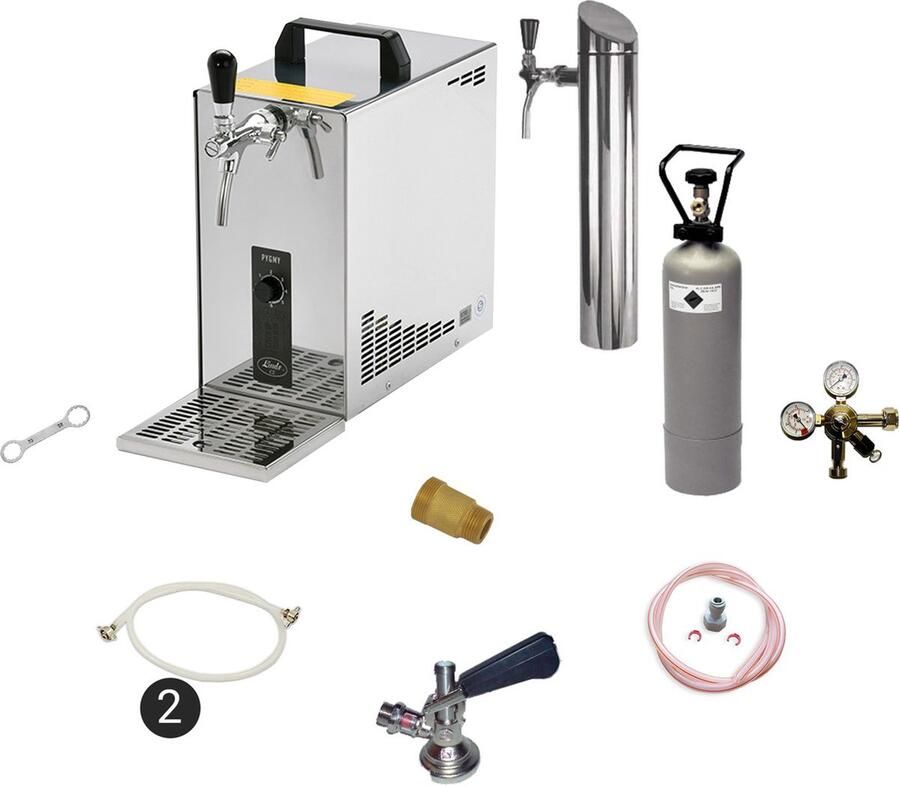 Ich-zapfe Complete set Tapsysteem Biertap PYGMY 25 1-tapkraan 35 liter uur Biertap Beertender Thuistap Bierkoeler Green Line Adapter 5 liters