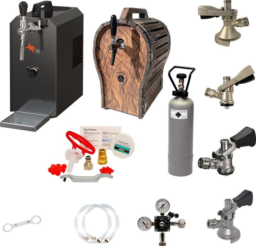 Ich-zapfe Kompleet Biertap JET 30 Set Droogkoeler 35 l uur met Houten Vat Reinigingsset & Alle Fustkoppelingen - Foto 2