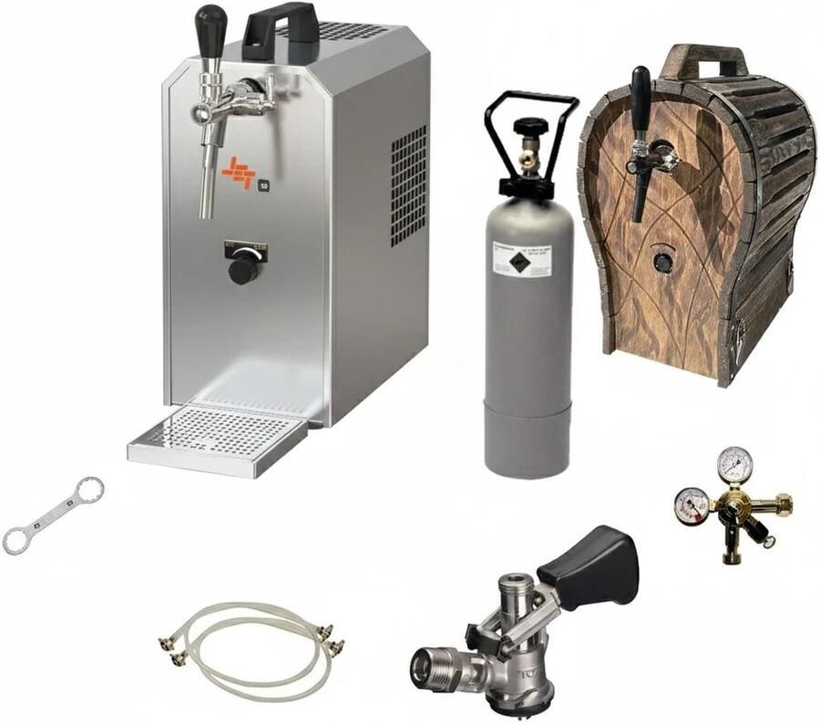 Ich-zapfe Complete onderbouw set Biertap JET 30 1-kraans 35 liter uur Droogkoeler Thuistap Bierkoeler met houten vat