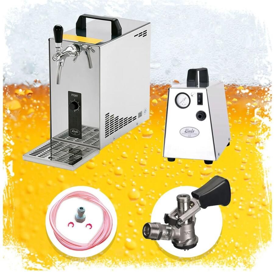 Ich-zapfe Komplett Set Tapsysteem Biertap PYGMY 25 1-kraans droogkoeler 35 liter uur Biertap Beertender Thuistap Bierkoeler Green Line KEG Type S