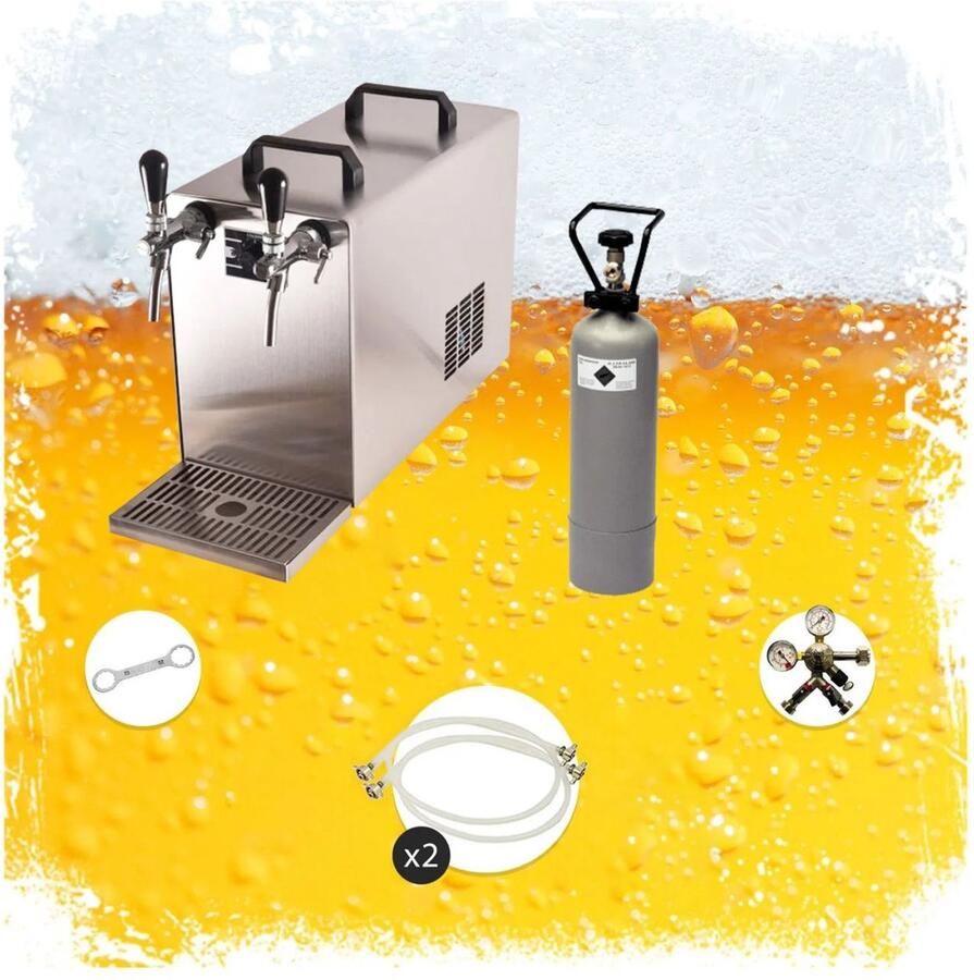 Ich-zapfe Onderbouw Biertapsysteem Complete Set STREAM 50 met 2-Zijdige Droogkoeler tot 55 l uur incl. 5L-Adapter