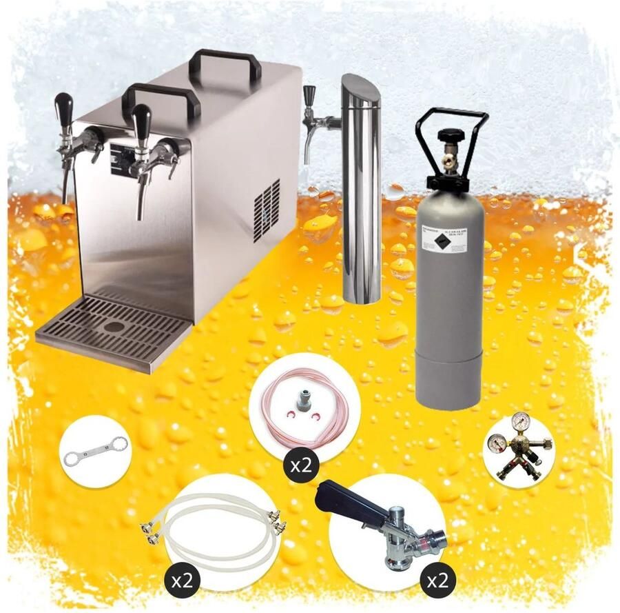 Ich-zapfe Onderbouw Biertap Compleetset STREAM 50 met 2-Zijdige Droogkoeler tot 55 l u KEG S 5L Adapter