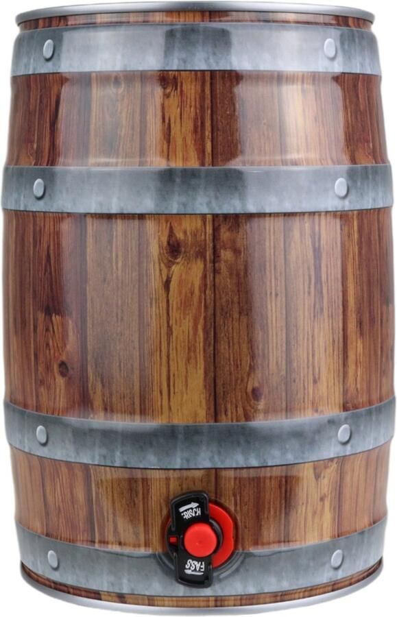 Ich-zapfe Partyfust 5 liter met tap hout look - Foto 1
