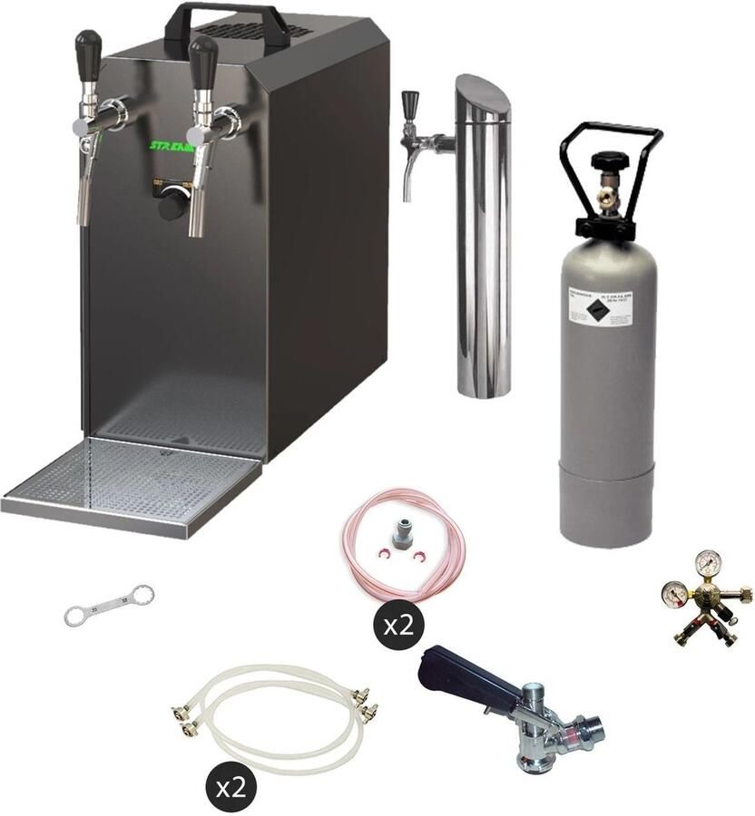 Ich-zapfe Biertapinstallatie Onderbouw Compleetset STREAM 50 2-Lijns Droogkoeler tot 55 l u 5L KEG Adapter
