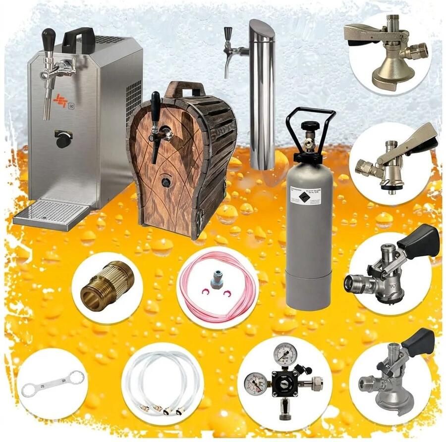 Ich-zapfe Volledige ondertoontapset JET 30 1-kraans droogkoeler 35 l uur met houten vat & alle fustkoppelingen