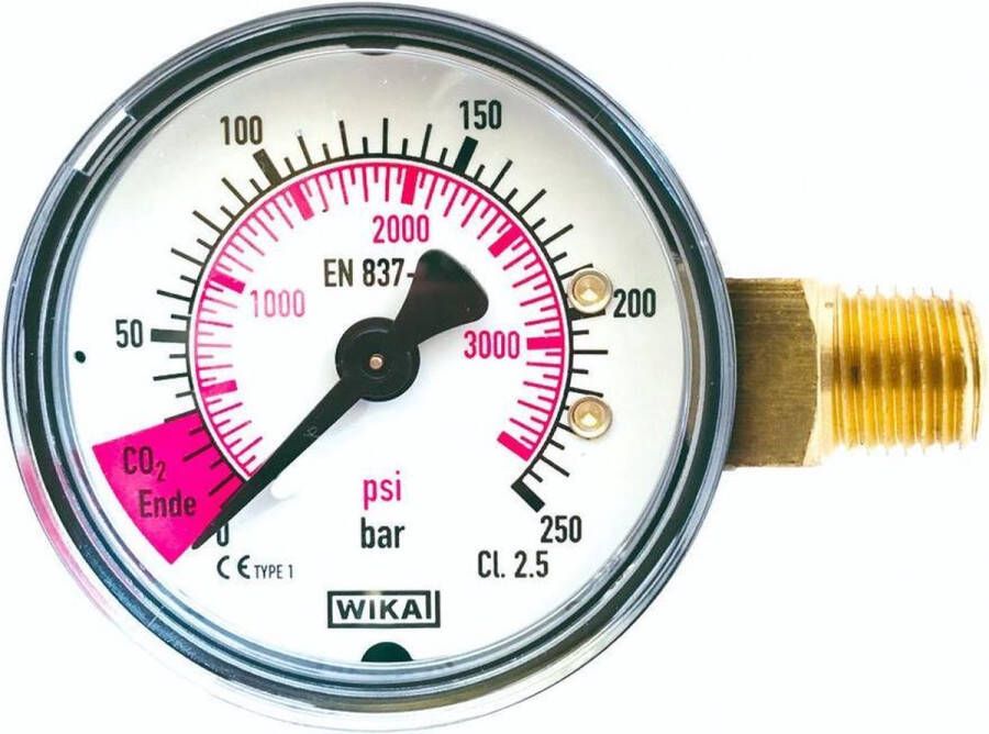 Ich-zapfe Inhoudsmanometer met rood vlak voor CO2-einde 1 4 mannetje