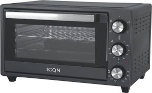 ICQN Vrijstaande Oven 20L Convectie Mini Oven Hetelucht Timer Zwart
