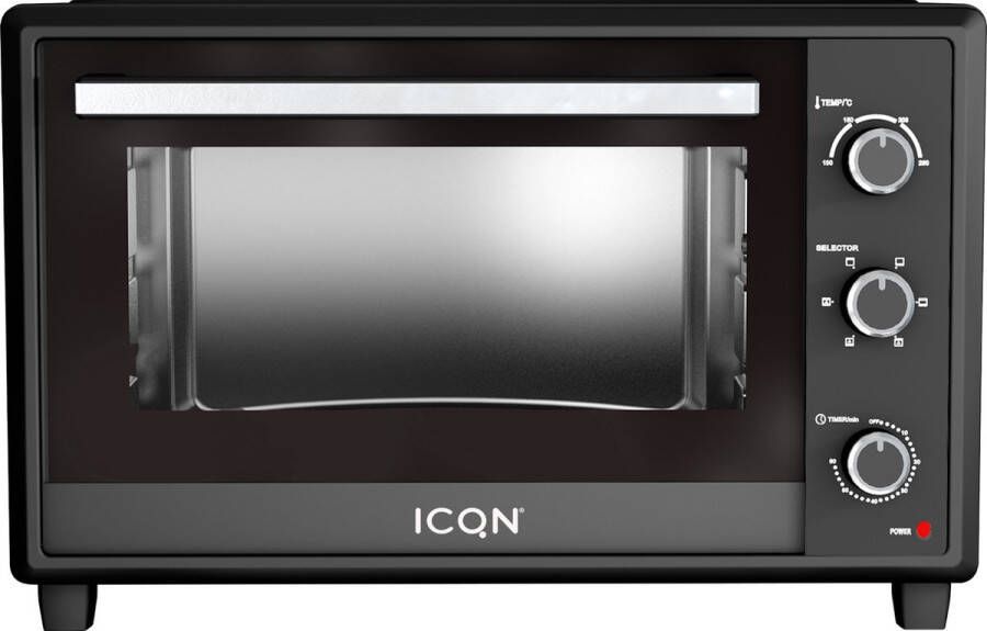 ICQN Vrijstaande Oven 50L Convectie Mini Oven Hetelucht & Grillfunctie Geëmailleerde Holte Zwart - Foto 3