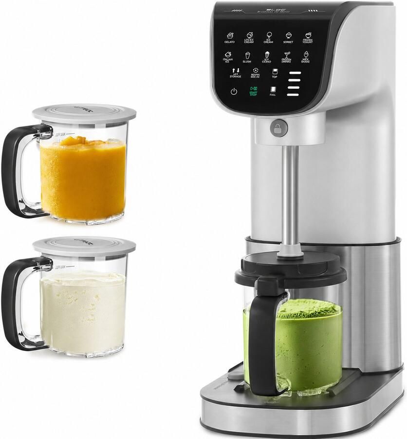 IcyTreat 12-in-1 IJsmachine Sorbetij Yoghurtijs Roomijs Frozen Yoghurt Makkelijk schoon te maken Met 3 containers Vaatwasmachinebestendig Zilver