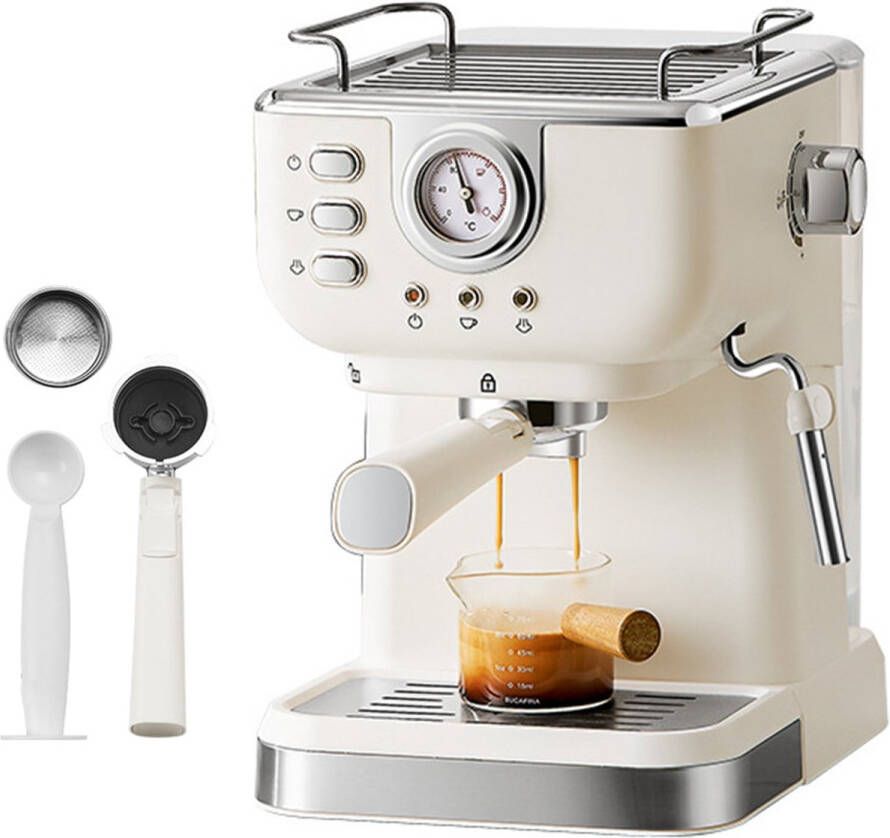ZREE Koffiemachine Espressomachine Halfautomatisch met Melkopschuimer Roestvrij Staal 20 Bar Geschikt voor Koffie Latte Cappuccino