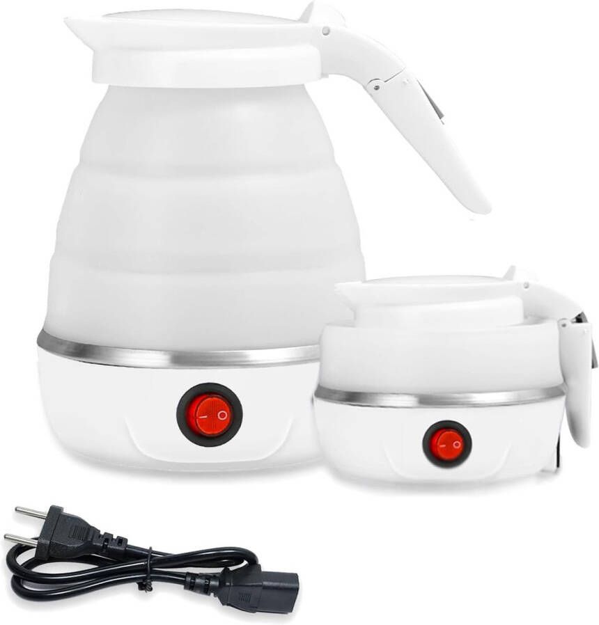 IeGEEK Camping Waterkoker Opvouwbare Waterkoker 0 6 L Reis Silicone Draagbaar heetwaterdispenser waterkoker camping Mini Camping Wit voor Keuken Kamperen mini kleine Buiten