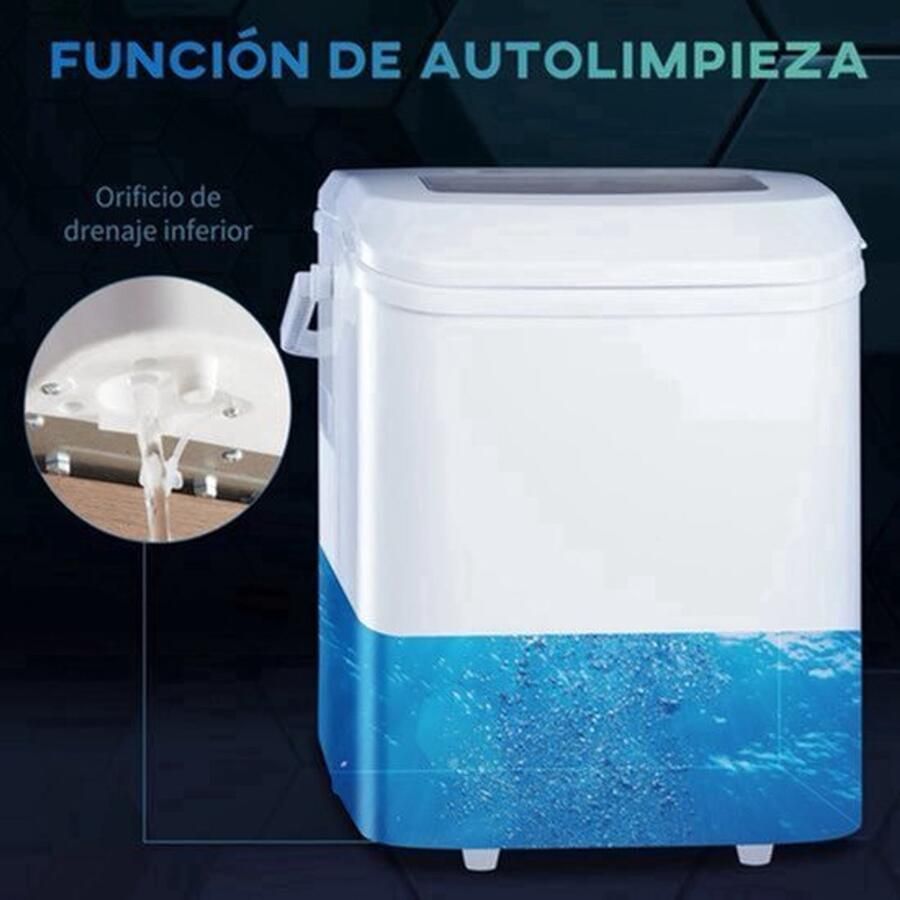 Ijsblokjesmachine Elektrische Ijsblokjesmachine Ijsmaker Ijsmachine 9 Kubussen elke 6-12min Zelfreinigend 1.2L 220-240V 50Hz 43Db R600a 22.5 x 32 x 29.5 cm Wit