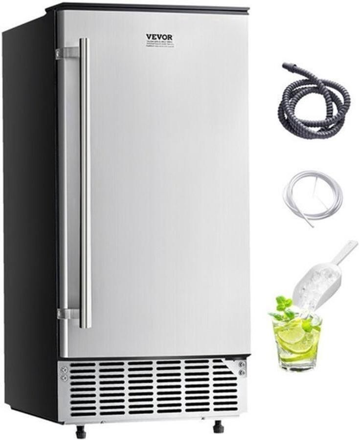 Ijsblokjesmachine Onderbouw 36 Kg Per Dag 12 Kg Opslag RVS Deur Vierkante IJsblokjes Elektrische Afvoer