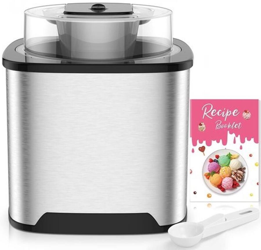 IJsmachine Automatisch 2 Liter Capaciteit Roestvrij Staal Transparant Deksel Voor Sorbet En Yoghurt