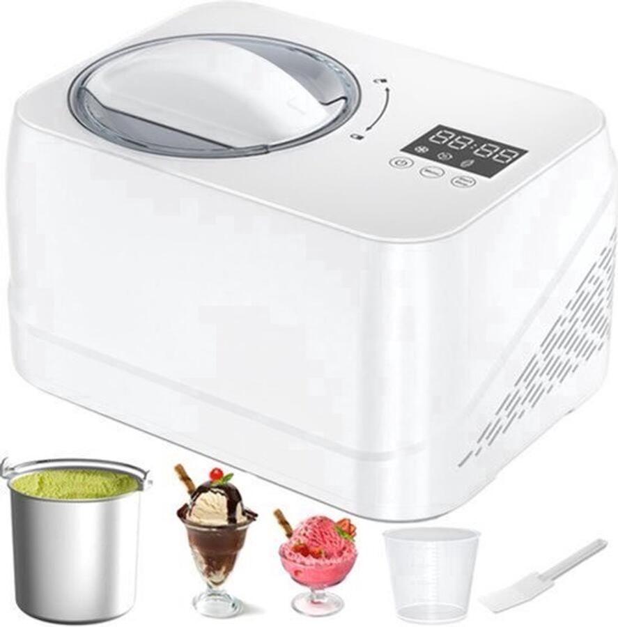 IJsmachine Compressor 1 Liter Capaciteit Wit Automatisch Keukenapparaat Sorbetmaker
