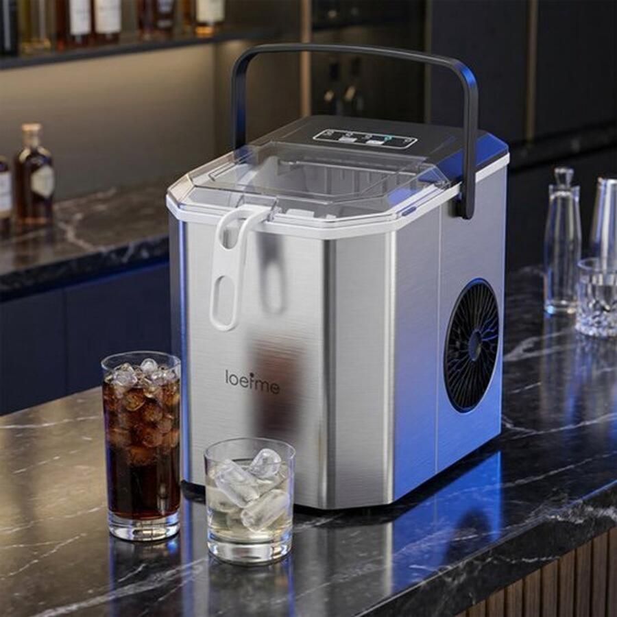 Ijsmachine Elektrische 1.2L 12 kg Per 24 Uur Zwart RVS Voor Thuis Kantoor Camping