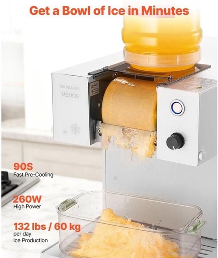 Ijsmachine Sneeuwvlok 60 Kg Per Dag 1 8 Liter Tank 260 Watt Vermogen Gecoat Staal Voor Thuis En Kleine Evenementen