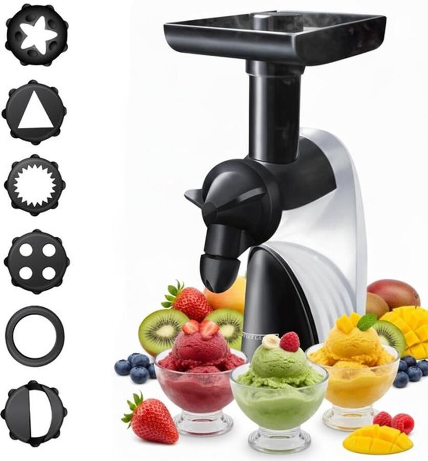 IJsmachine Sorbetmaker Wit Met 6 Spuitmonden 1 76 Kg Metaal Voor IJs Sorbets En Bevroren Yoghurt