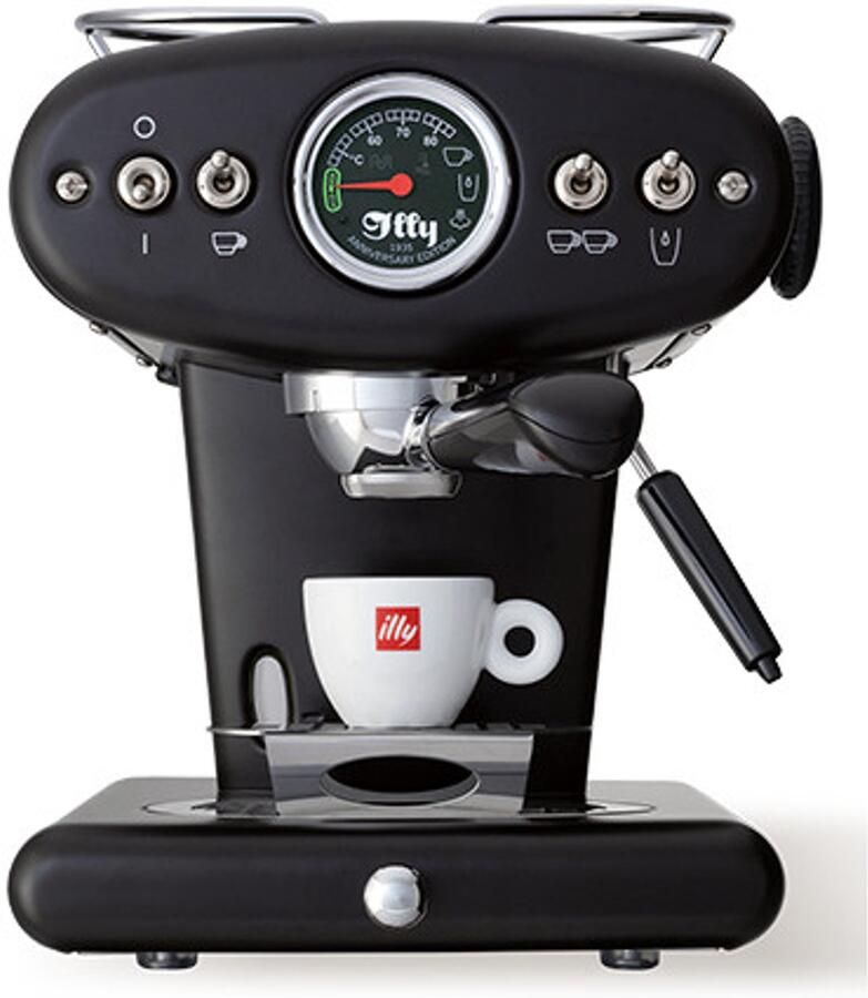 Illy X1 Anniversary Koffiemachine – ESE koffiepads & Gemalen Koffie – Zwart- Iconisch Design – Met Stoompijp