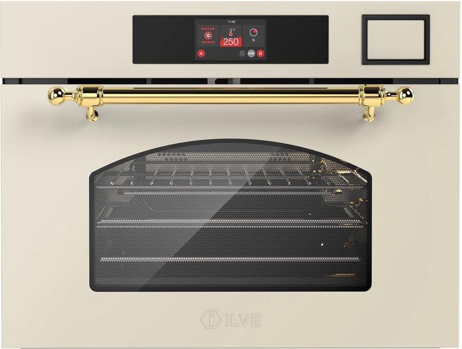 Ilve Compact 45cm 3 in 1 oven stoom mag Nost. Antiek Wit Messing Inbouw
