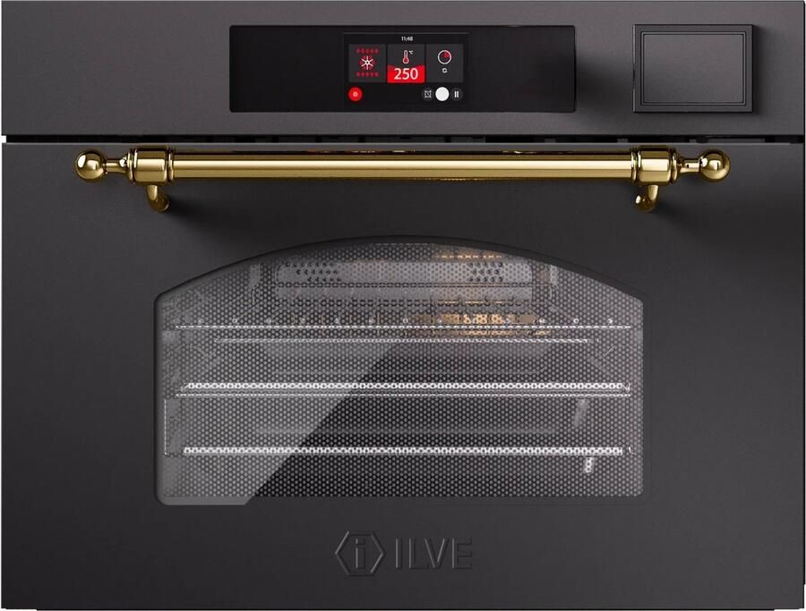 Ilve Compact 45cm 3 in 1 oven stoom mag Nost. Mat Garfiet Messing Inbouw