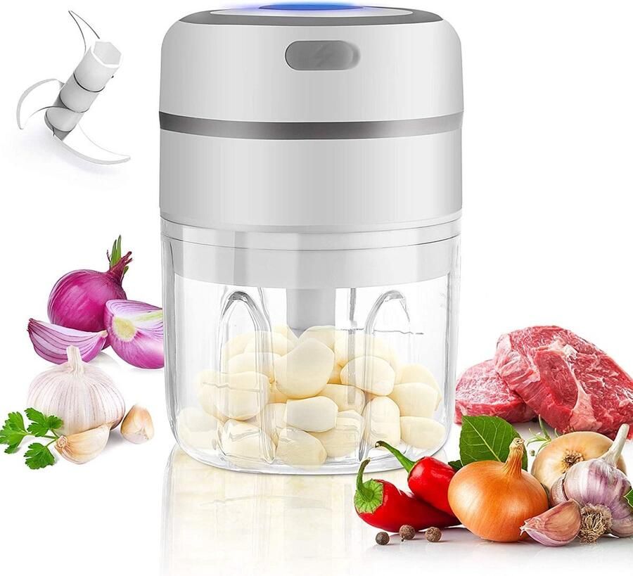 Imtex Hakmolen elektrische USB oplaadbal Mini Portable Chopper 250ml wit