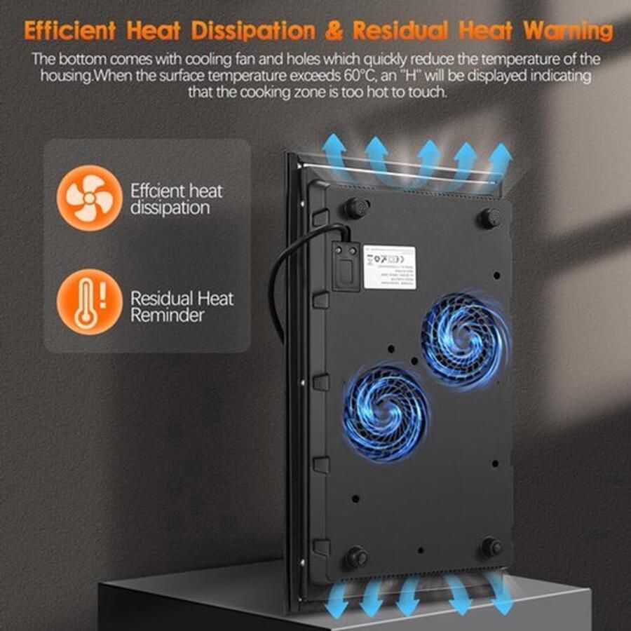 Inbouw Inductiekookplaat 2 Branders 3300 W Vermogen 30 cm Breedte Gehard Glas Elektrisch Koken