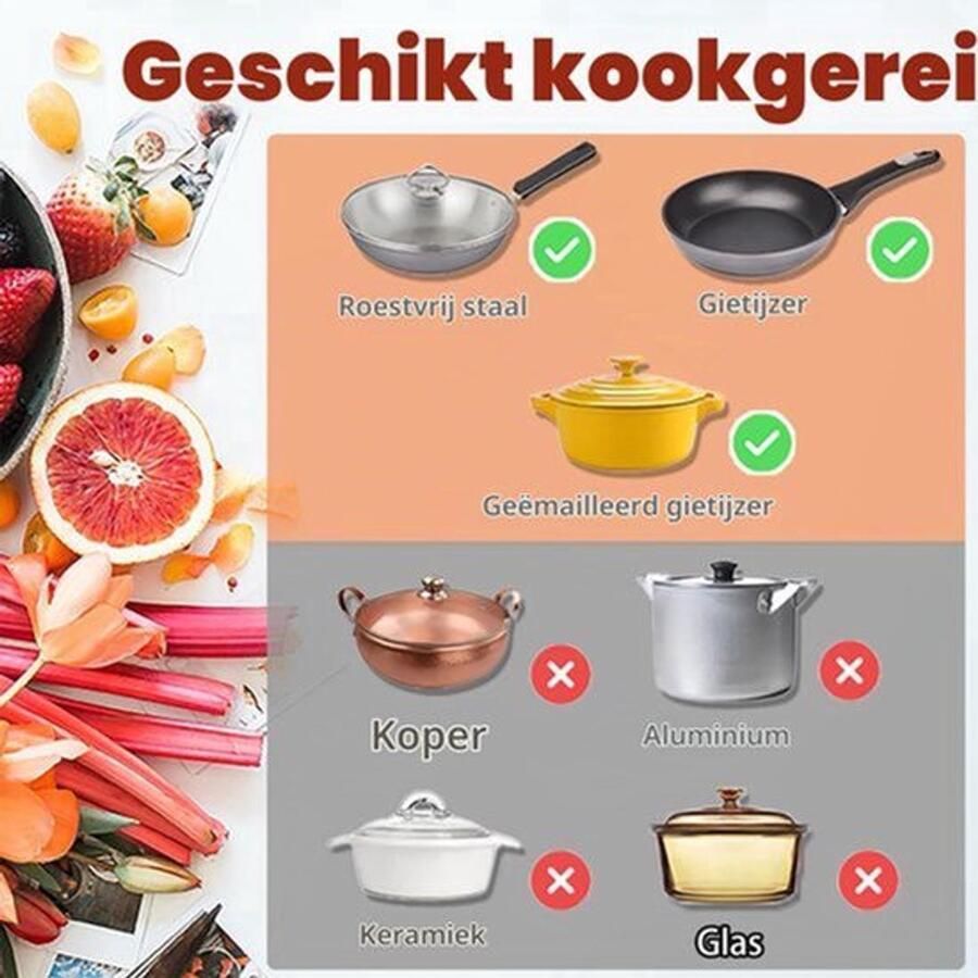 Inbouw Inductiekookplaat 2 Pits 3500 W Vermogen 52 cm Breedte Glas Keramiek Zwart Elektrische Kookplaat